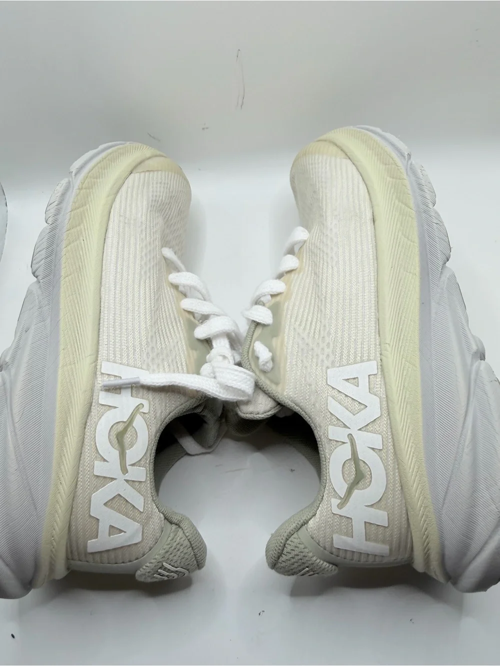 Hoka Women's Cream and White Cushion Running Shoes